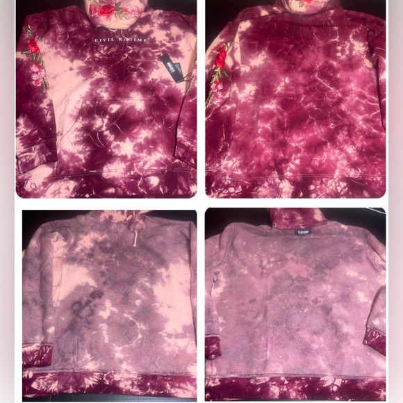 BNWT CIVIL REGIME CRANBERRY MARBLE WASH LARGE MENS UNISEX TIE DYE HOODIE - Picture 11 of 16